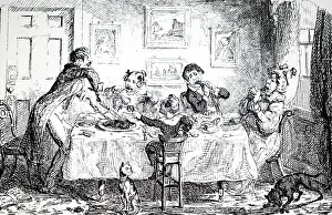 Wealthy: Cartoon depicting a chaotic breakfast table scene