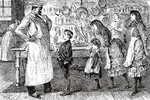 Chef: A cartoon depicting a chef and kitchen maid