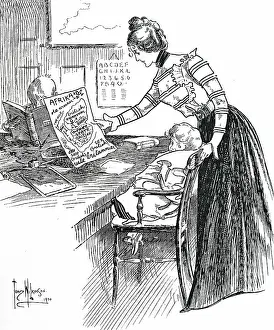 Teach: Cartoon depicting a governess with her charges