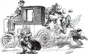 Warning: A cartoon depicting a warning to drivers