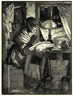 Lamplight: Cartoon, dressmaker at work
