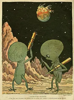 Telescopes: Cartoon, The earth viewed from the moon, WW1