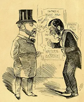 Fundraising: Cartoon, Edward, Prince of Wales outside a music hall