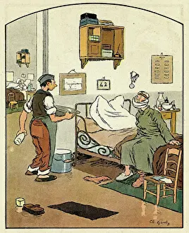 Scrubbing: Cartoon, On the eve of repatriation, WW1