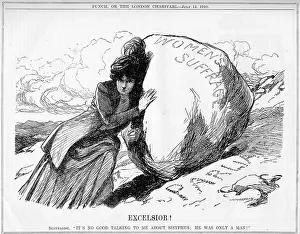Excelsior: Cartoon, Excelsior! (Suffragist as Sisyphus)