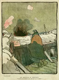 Guarding: Cartoon, Explosion on a battlefield, WW1