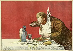 Pork: Cartoon, German man eating, WW1