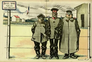 Tricolore: Cartoon, German prisoners, WW1