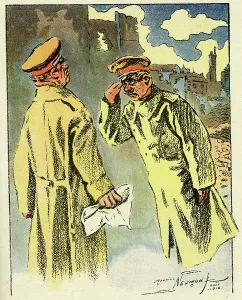 Brutal: Cartoon, German soldier and general, WW1