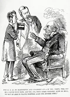 Entr: Cartoon, Gladstone, Hartington and Chamberlain