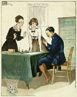 Clerical: Cartoon, High street attack, WW1