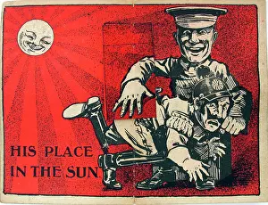 Spanking: Cartoon image of a Tommy spanking the Kaiser