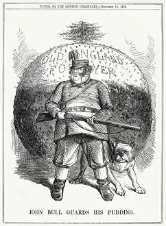 Pudding: Cartoon, John Bull Guards his Pudding