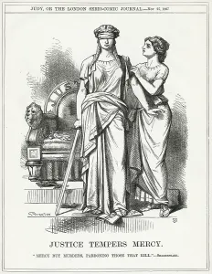 Blindfold: Cartoon, Justice Tempers Mercy
