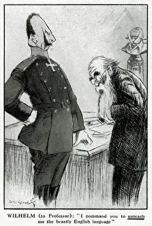 Linguistics: Cartoon, Kaiser Wilhelm and professor, WW1