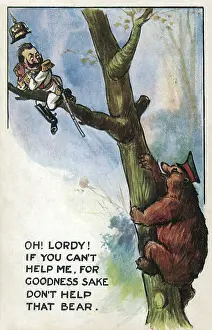 Anxiety: Cartoon, Kaiser Wilhelm and Russian Bear, WW1