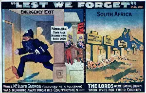 Ladysmith: Cartoon - Lloyd George running away from Boer War problems