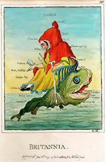 Gilray: Cartoon Map of Great Britain - Britannia