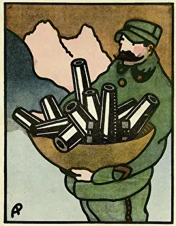 Macaroni: Cartoon, Their munitions factories, WW1