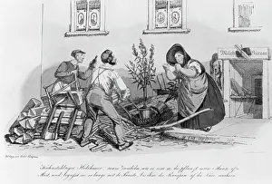 Threatening: Cartoon from the old Berlin, 19th century