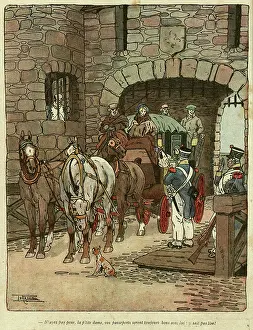 Passports: Cartoon, passport control in the old days