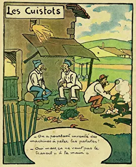 Potato: Cartoon, Peeling potatoes, WW1