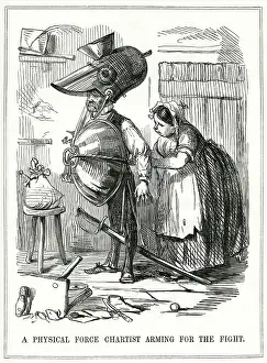 Chartist: Cartoon, A Physical Force Chartist Arming for the Fight