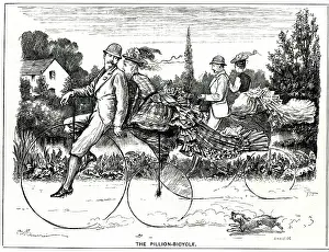 Farthing: Cartoon, Pillion-Bicycle 1875