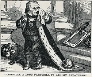 Impeachment: Cartoon of President Andrew Johnson, dressed