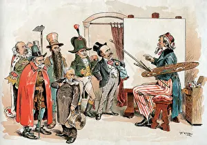 Opper: Cartoon from Puck by F. Opper Uncle Sam as Painter
