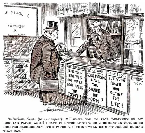 Perplexed: Cartoon, scene in a newsagent's