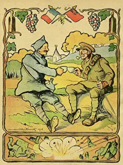 Cheap: Cartoon, Sharing a drink, WW1