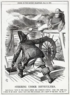 Threatens: Cartoon, Steering Under Difficulties (Disraeli, Gladstone)