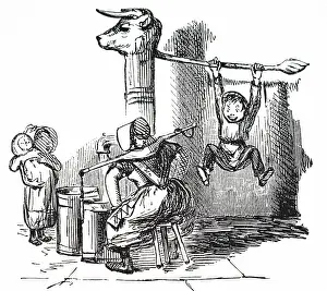 Dairy: A cartoon titled The Cow with The Iron Tail
