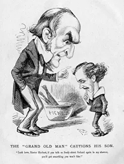 Absence: Cartoon of W E Gladstone and his son Herbert