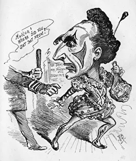 Panto: Cartoon of A W Pinero as a clown