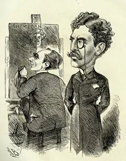 Easel: Cartoon, A W Pinero and Sir Squire Bancroft