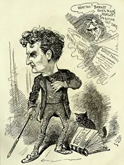 Absence: Cartoon, Wilson Barrett, preparing to play Hamlet