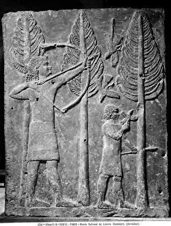 Nimrud: Carved stone with a figure