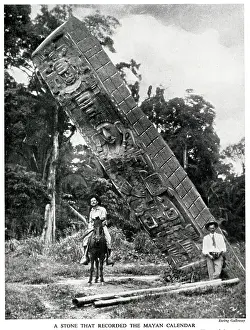 Carved stone pillar of Mayan Calendar, Quirigua, Guatemala