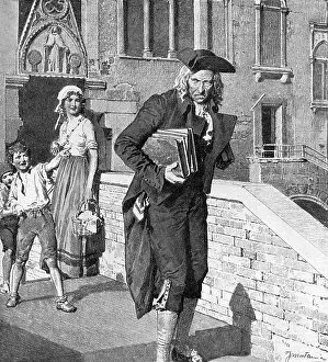 Casanova being hit by a stone and mocked by a child