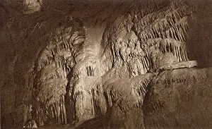Lettercard: Cascade in St Paul's, Gough's Caves, Cheddar, Somerset