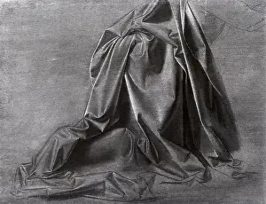 Drapery: Cast of a Drapery for a Kneeling Figure, by da Vinci