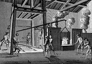 Diderot: Casting cannon: tapping furnace to allow molten