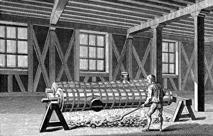 World History Archive: Casting cannon: tapping furnace to allow molten