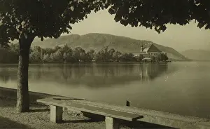 Ischl: Castle Kammer at the Lake Attersee. View from