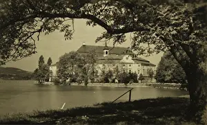 Ischl: Castle Kammer at the Lake Attersee. View from the