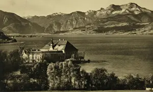 Ischl: Castle Kammer at the Lake Attersee. View of the castle