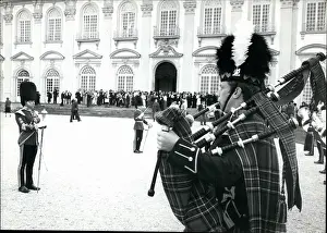 Bagpiper: Castle of Schleibheim, Munich, with bagpiper