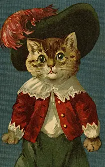 Anthropomorhic: Cat in feathered hat by g h Thompson
